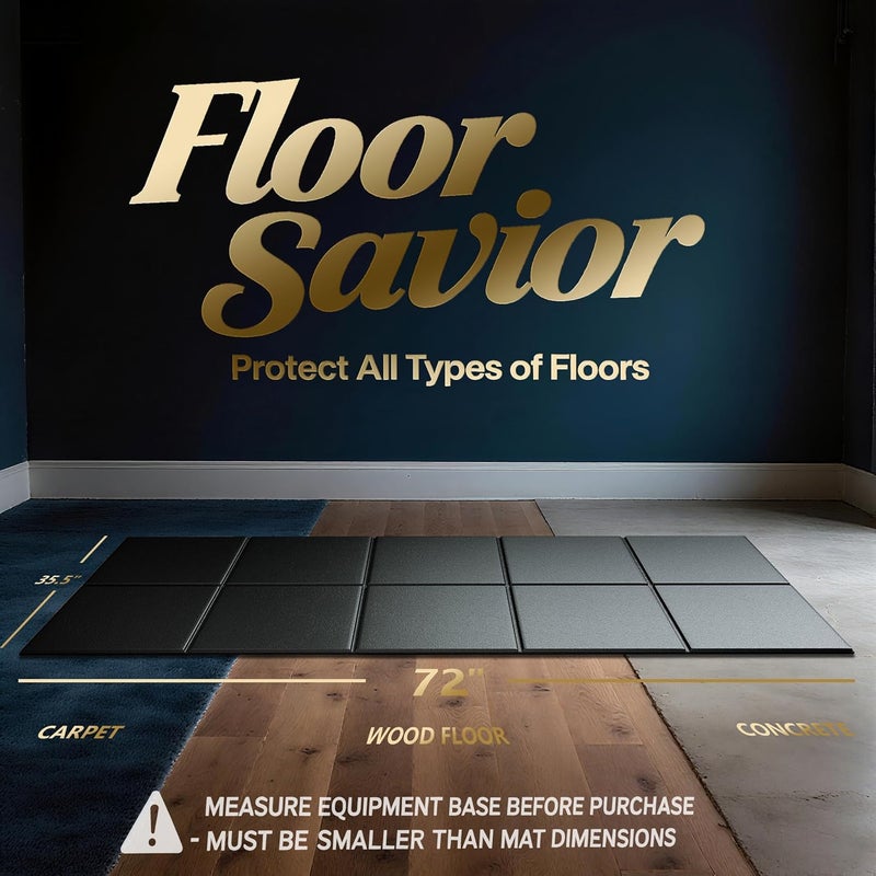 ABBER Foldable Treadmill Walking Pad Mat for Carpet Floors,72" x 35.5" 6mm Thick Treadmill Mat for Hardwood Floor,Indoor Exercise Stationary Bike,Elipitial, Gym Equipment, Noise Shock Absorption - Image 3